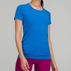 lululemon swiftly tech short sleeve length color: poolside blue size 8